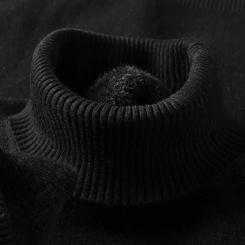 Pull col roulé homme à encolure côtelée structurée coupe ajustée – Adrien – vue 14