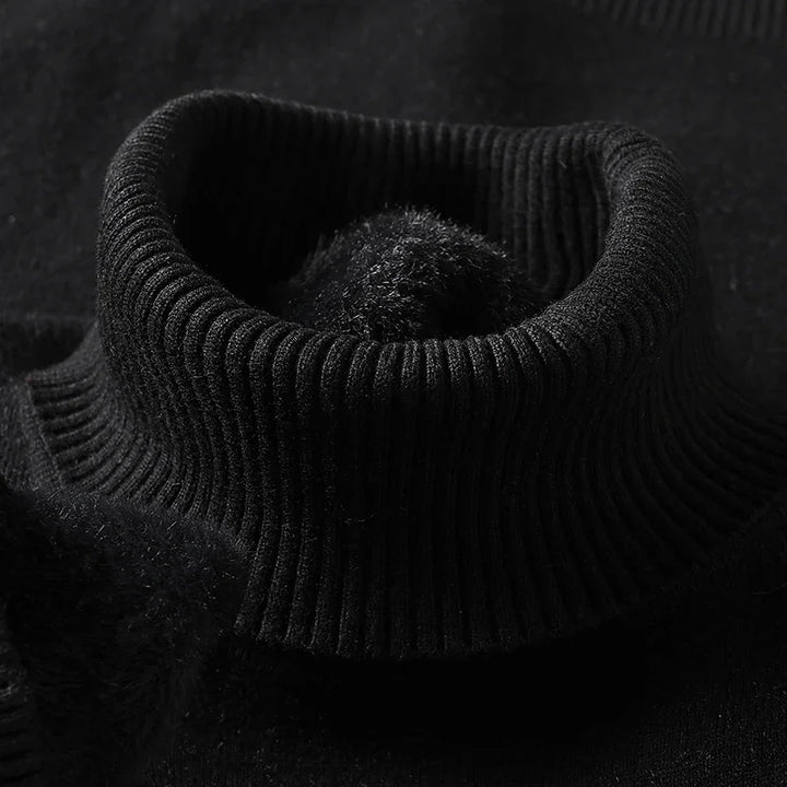 Pull col roulé homme à encolure côtelée structurée coupe ajustée – Adrien – vue 14