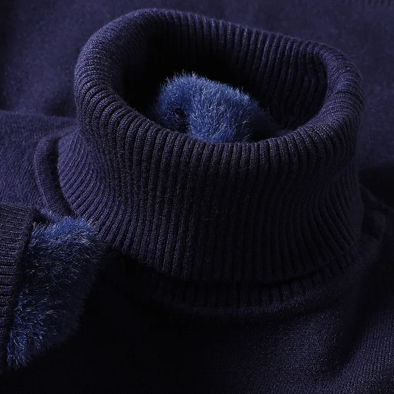 Pull col roulé homme à encolure côtelée structurée coupe ajustée – Adrien – vue 15