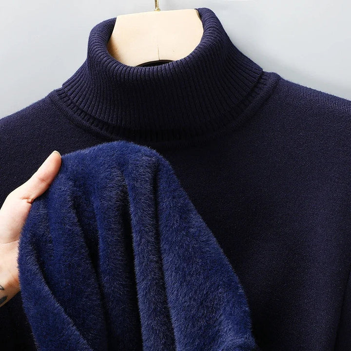Pull col roulé homme à encolure côtelée structurée coupe ajustée – Adrien – vue 16