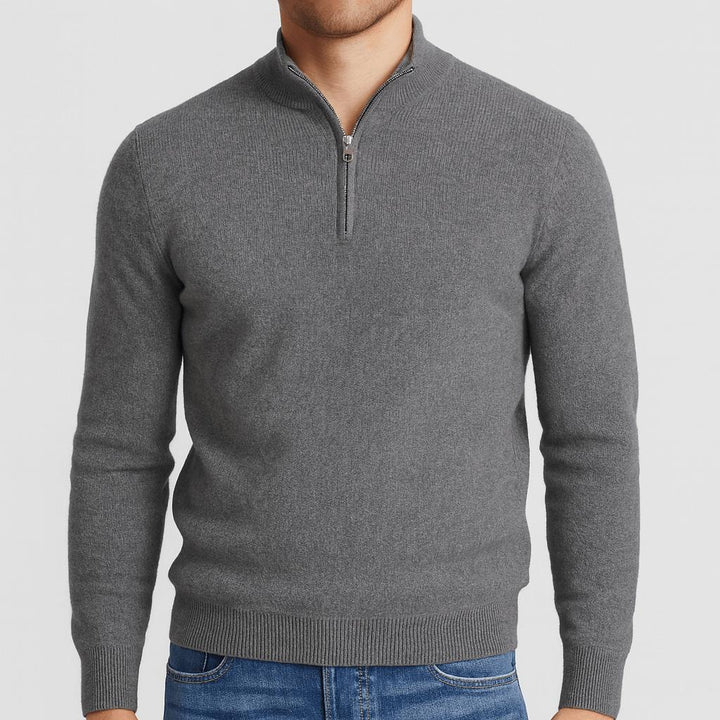 Pull homme col V en laine mérinos à maille texturée – Merino – Gris