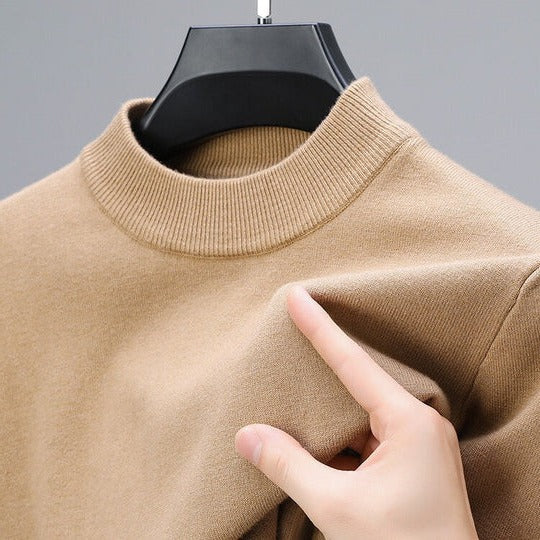 Pull homme en laine à col montant et manches longues – Corentin – Beige
