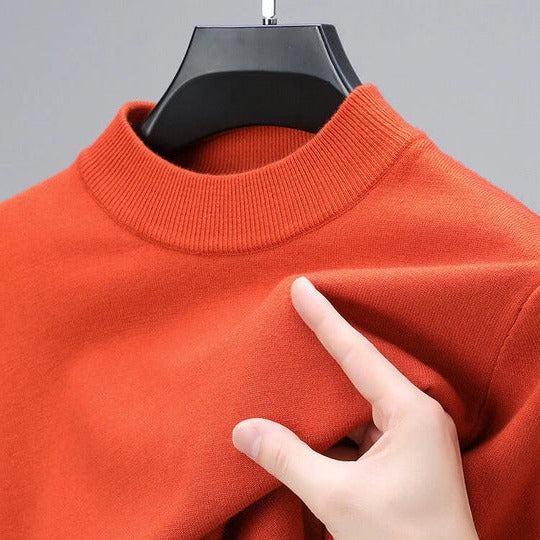 Pull homme en laine à col montant et manches longues – Corentin – Orange