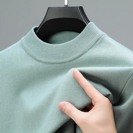 Pull homme en laine à col montant et manches longues – Corentin – Gris