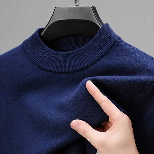 Pull homme en laine à col montant et manches longues – Corentin – Bleu foncé