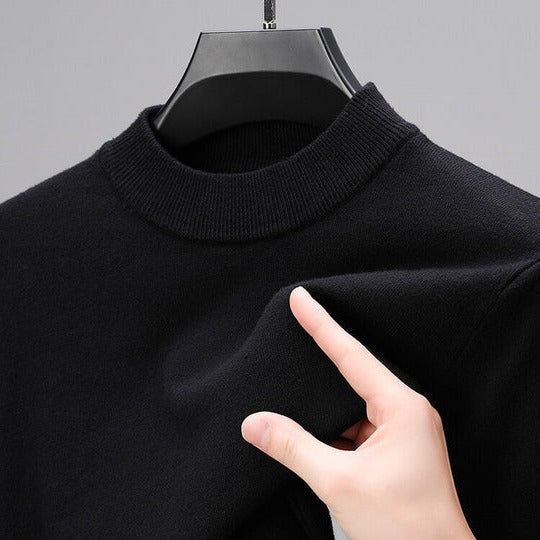 Pull homme en laine à col montant et manches longues – Corentin – Noir