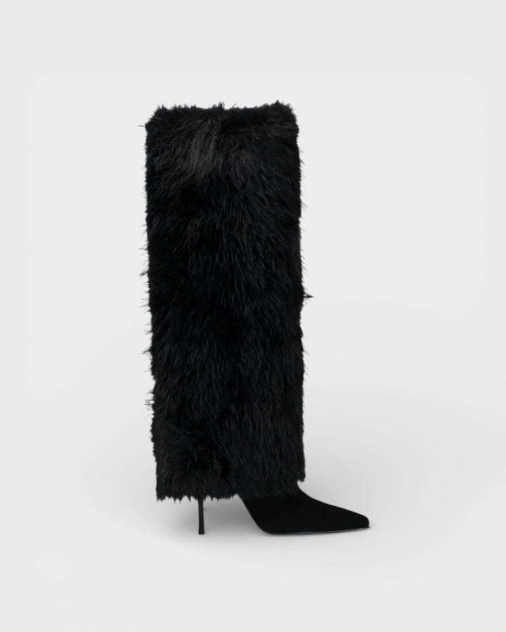 Bottes hautes femme en fausse fourrure à talon aiguille – Bianca – vue 6