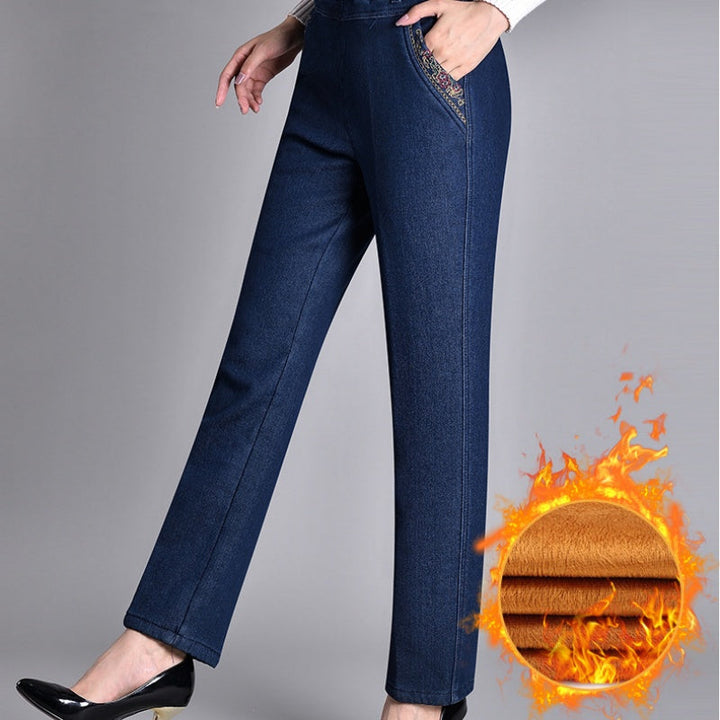 Jean droit femme taille élastique avec poches brodées – Léa - vue 5