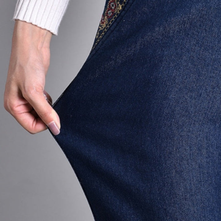 Jean droit femme taille élastique avec poches brodées – Léa - vue 6