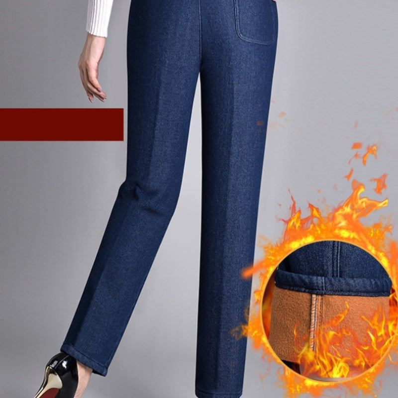 Jean droit femme taille élastique avec poches brodées – Léa - vue 4