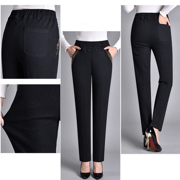 Jean droit femme taille élastique avec poches brodées – Léa - vue 10