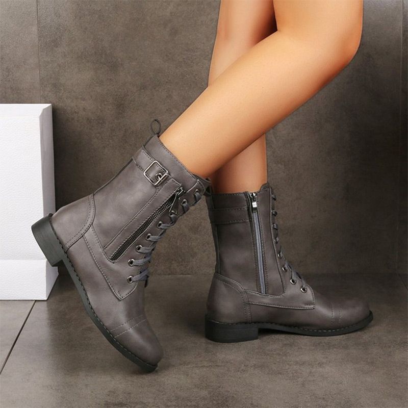 Bottines femme à lacets et zip latéral avec boucle, bout large confortable – Inès - vue 3