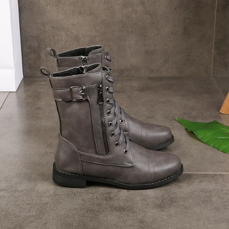 Bottines femme à lacets et zip latéral avec boucle, bout large confortable – Inès - vue 9