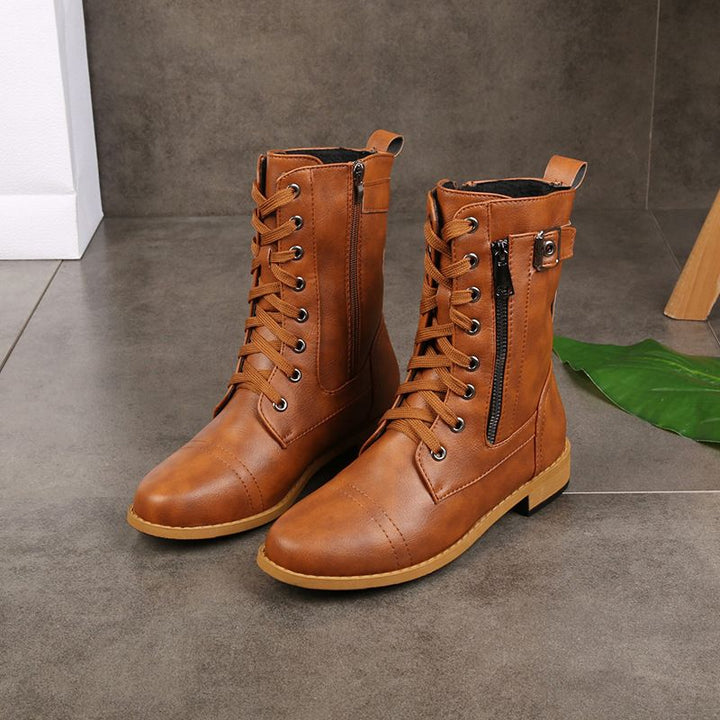 Bottines femme à lacets et zip latéral avec boucle, bout large confortable – Inès - vue 7