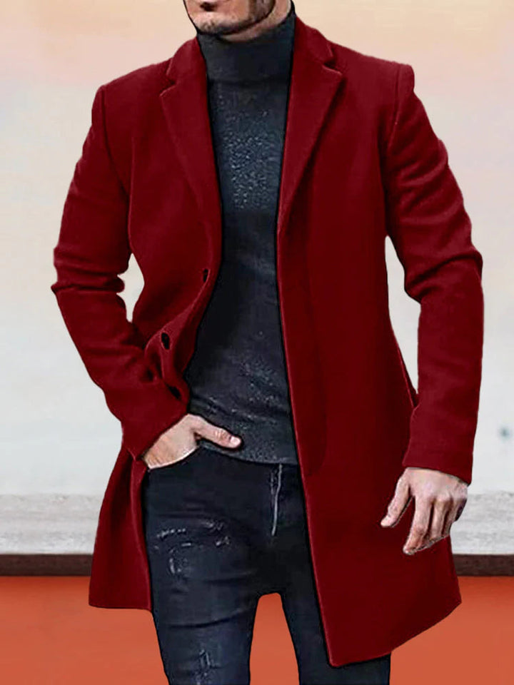 Manteau mi-long homme à boutonnage simple et col à revers – Antoine - Bordeaux