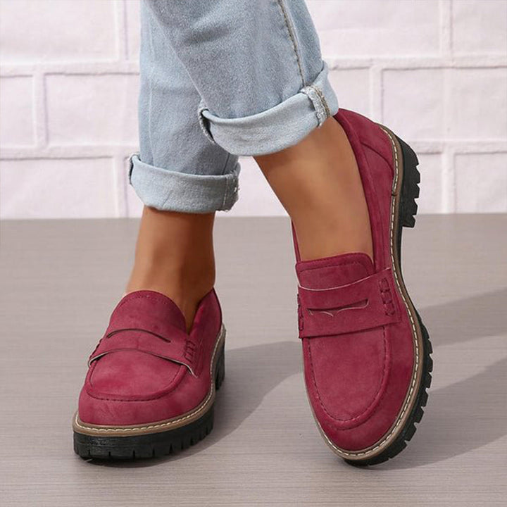 Mocassins femme orthopédiques confort à semelle compensée – Elise – Rouge