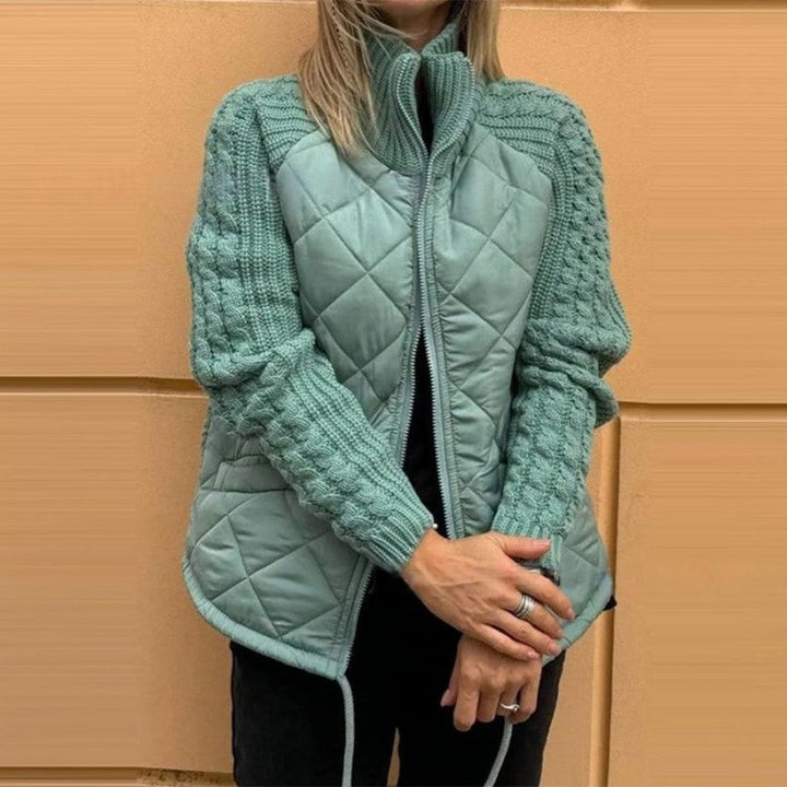 Veste matelassée femme à manches en grosse maille et col montant – Élise - vue 2