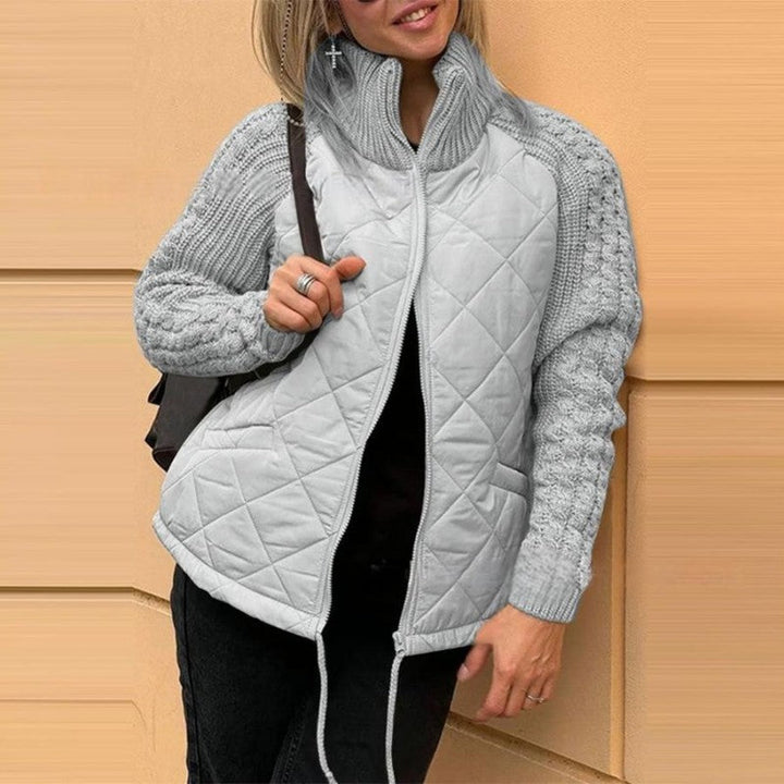 Veste matelassée femme à manches en grosse maille et col montant – Élise - vue 4