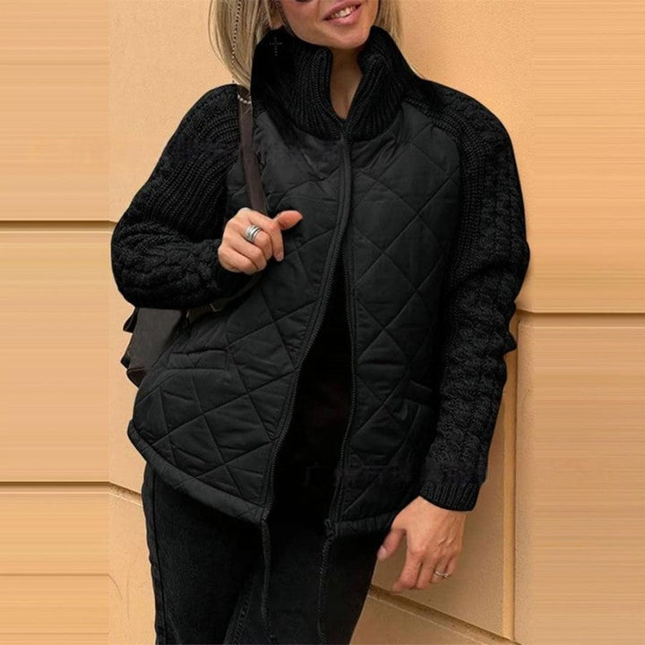Veste matelassée femme à manches en grosse maille et col montant – Élise - vue 5