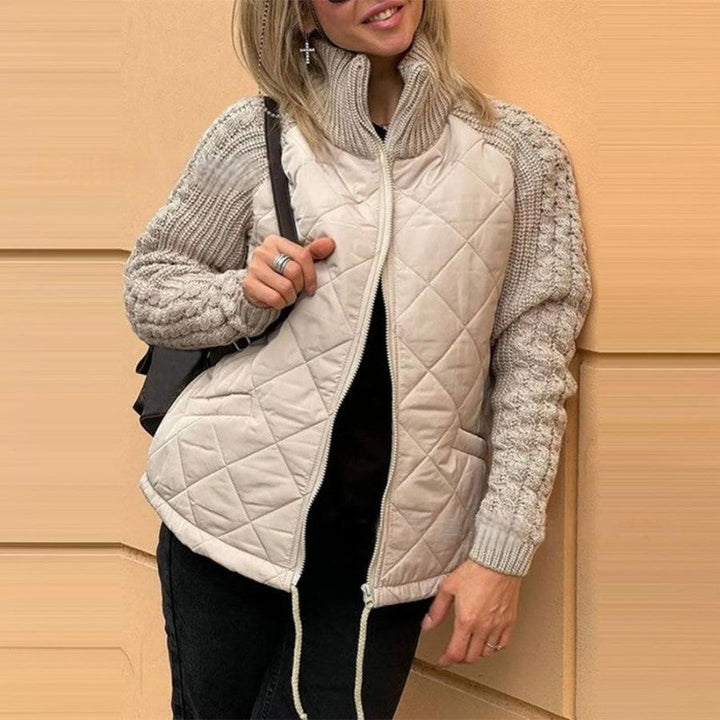 Veste matelassée femme à manches en grosse maille et col montant – Élise - vue 6