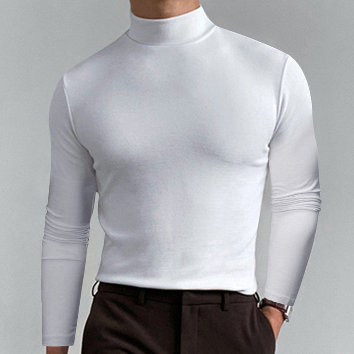 Sous-pull homme col montant coupe ajustée en maille fine – Gabriel - Blanc