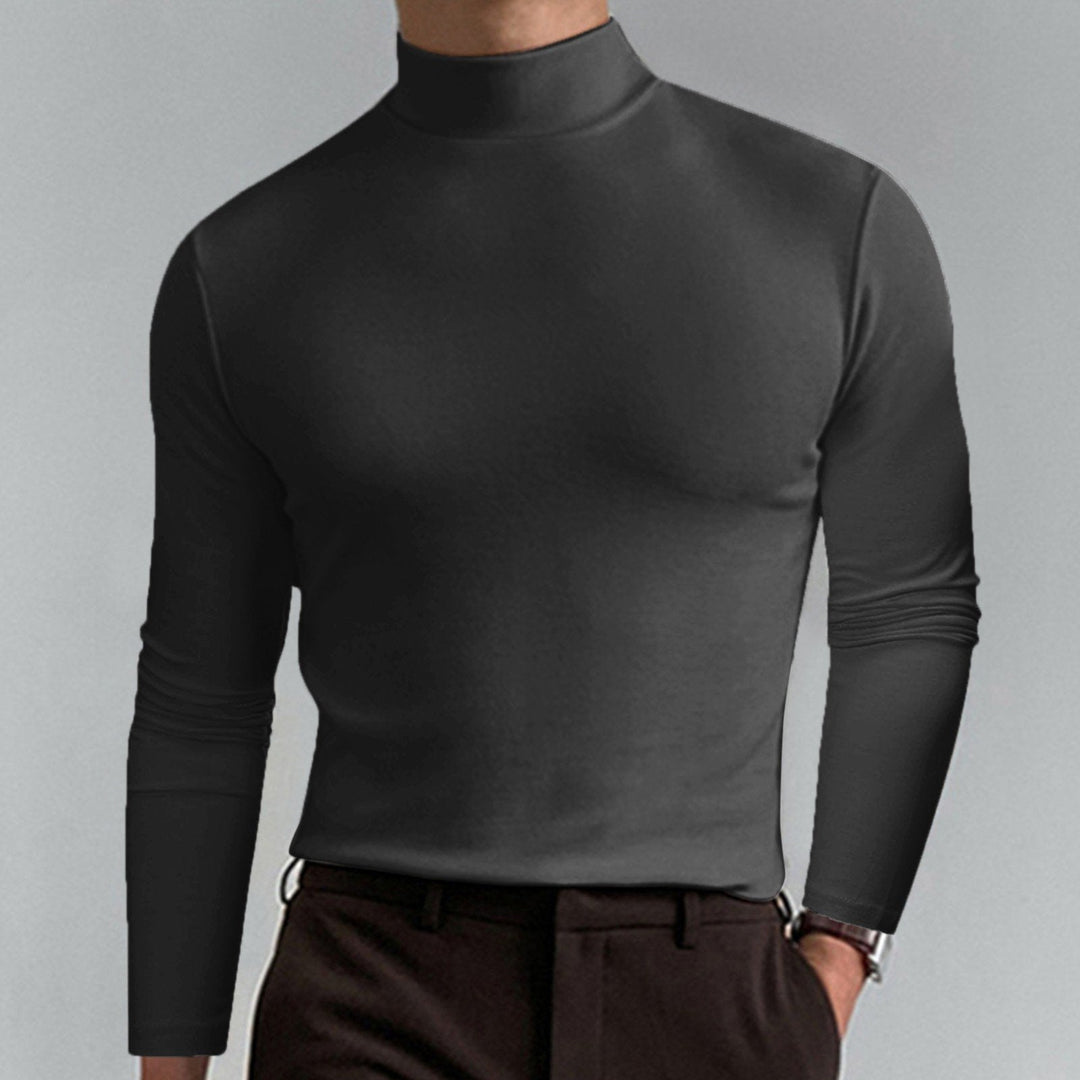 Sous-pull homme col montant coupe ajustée en maille fine – Gabriel - Gris