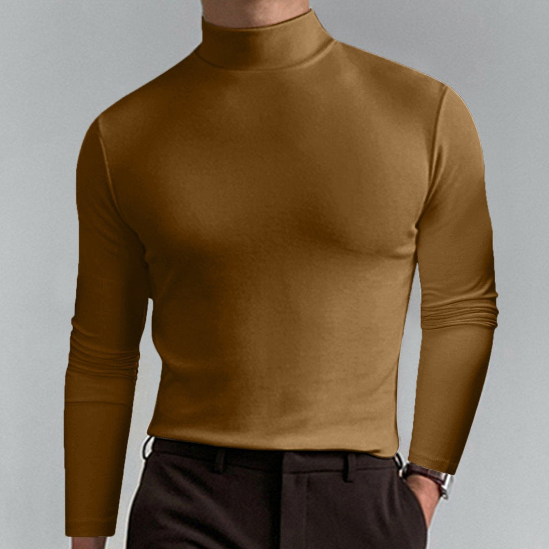 Sous-pull homme col montant coupe ajustée en maille fine – Gabriel - Kaki