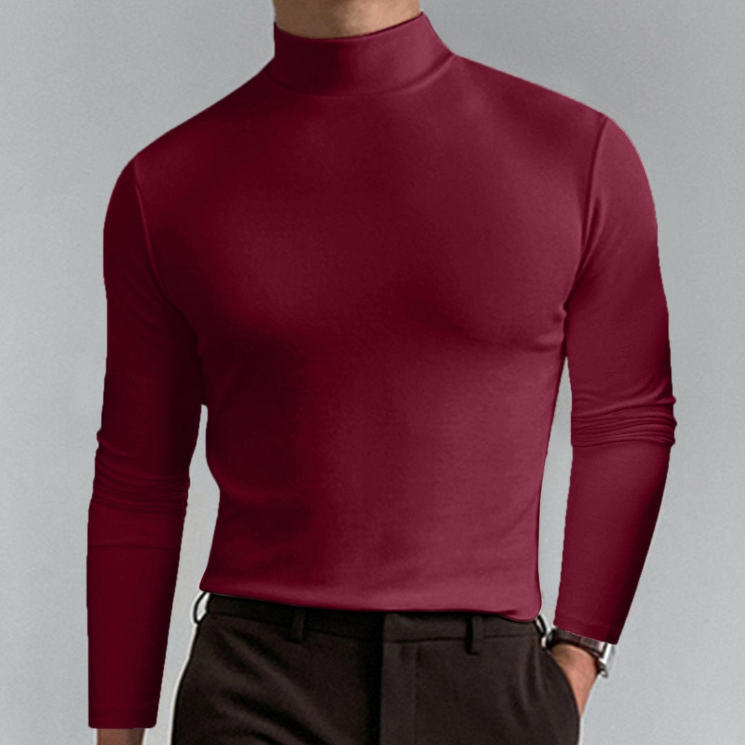 Sous-pull homme col montant coupe ajustée en maille fine – Gabriel - Bordeaux
