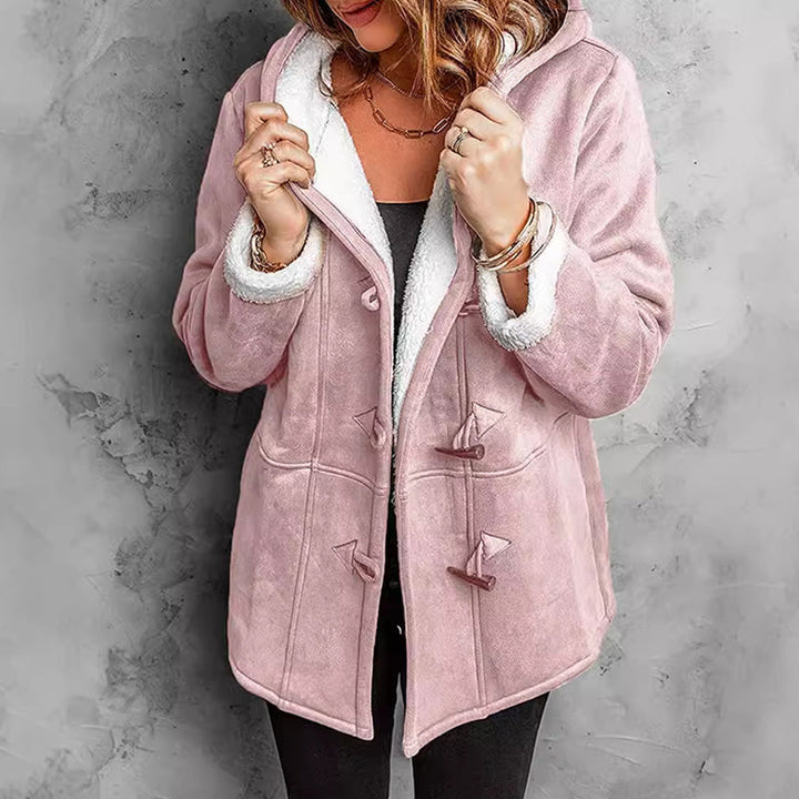 Manteau femme effet suédine à capuche doublé sherpa – Victoire - Rose