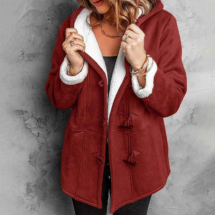 Manteau femme effet suédine à capuche doublé sherpa – Victoire - Bourgogne