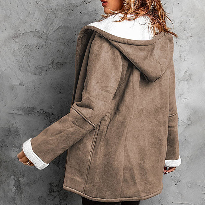 Manteau femme effet suédine à capuche doublé sherpa – Victoire - vue 6