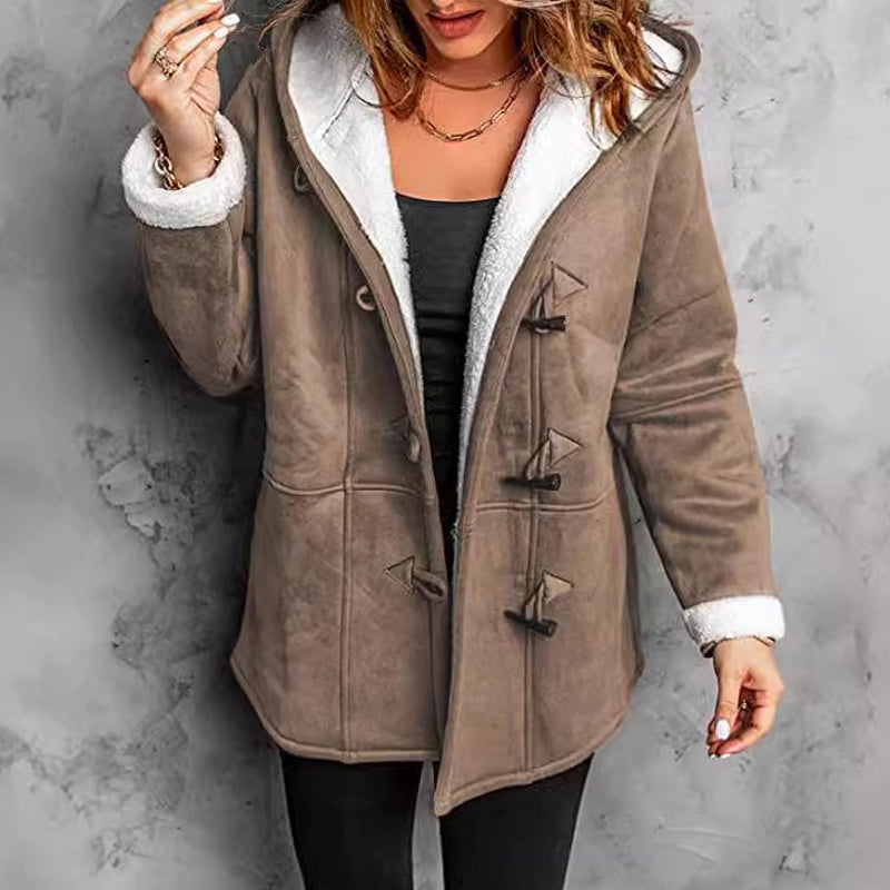 Manteau femme effet suédine à capuche doublé sherpa – Victoire - vue 8