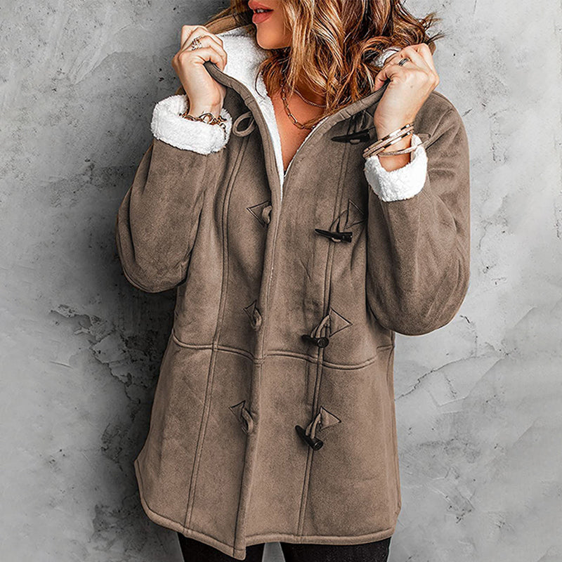 Manteau femme effet suédine à capuche doublé sherpa – Victoire - vue 9