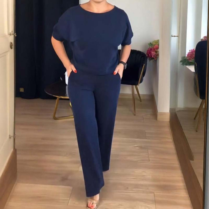 Ensemble 3 pièces femme long gilet, top et pantalon large en maille – Ophélie - vue 8