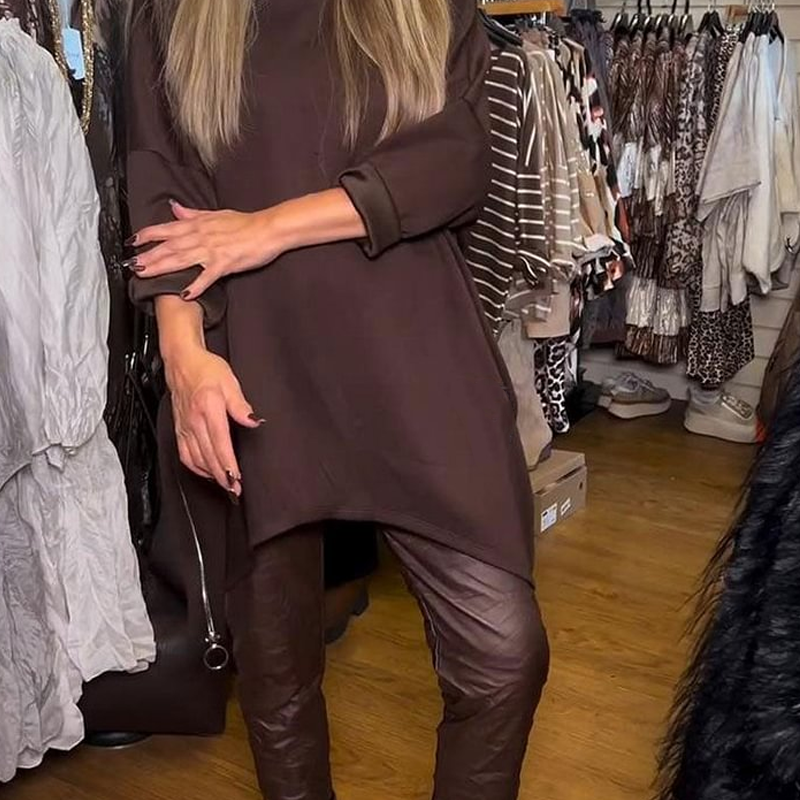 Ensemble femme tunique asymétrique oversize et pantalon ajusté – Amandine - vue 3