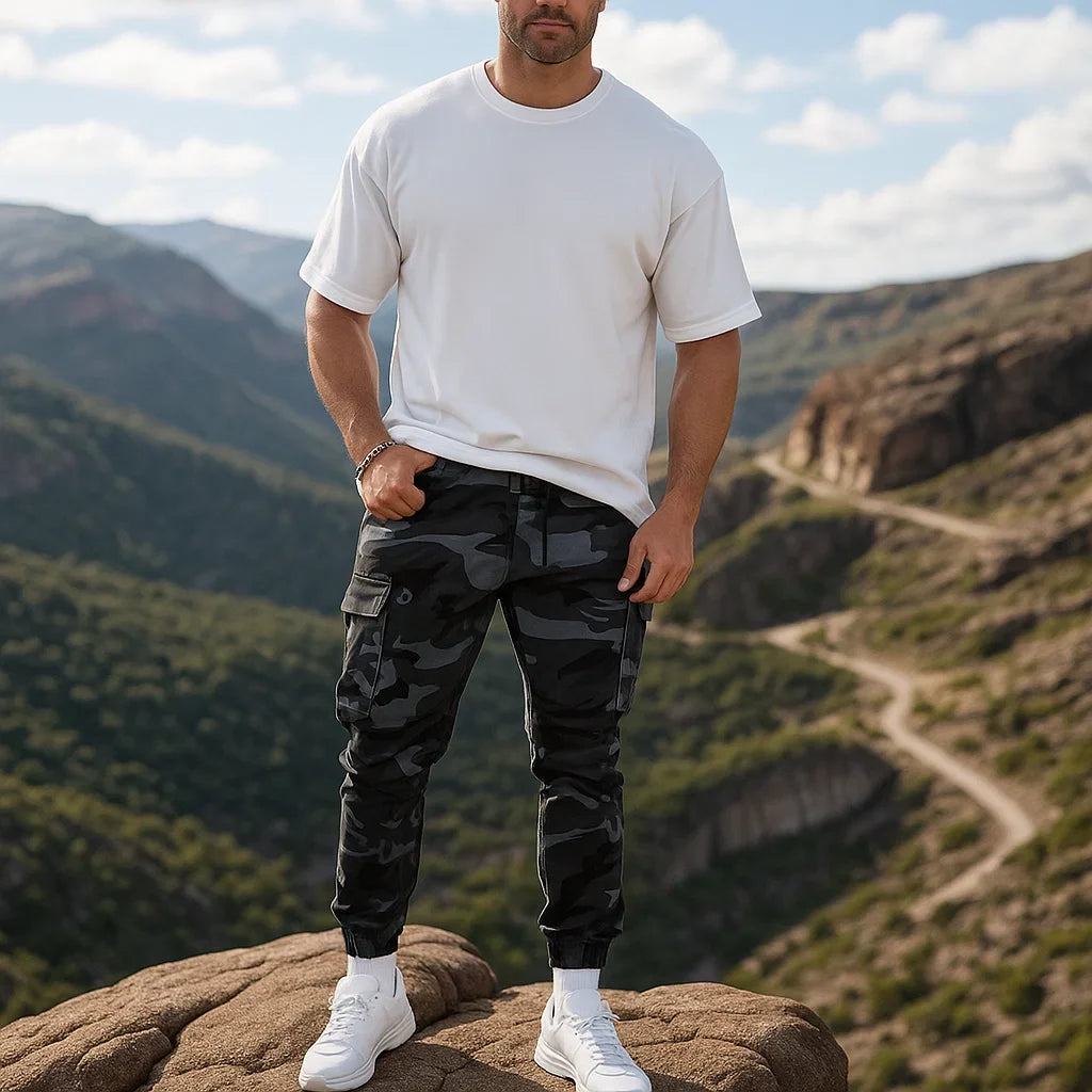 Pantalon cargo homme camouflage multi-poches à chevilles resserrées – Lucas - vue 1