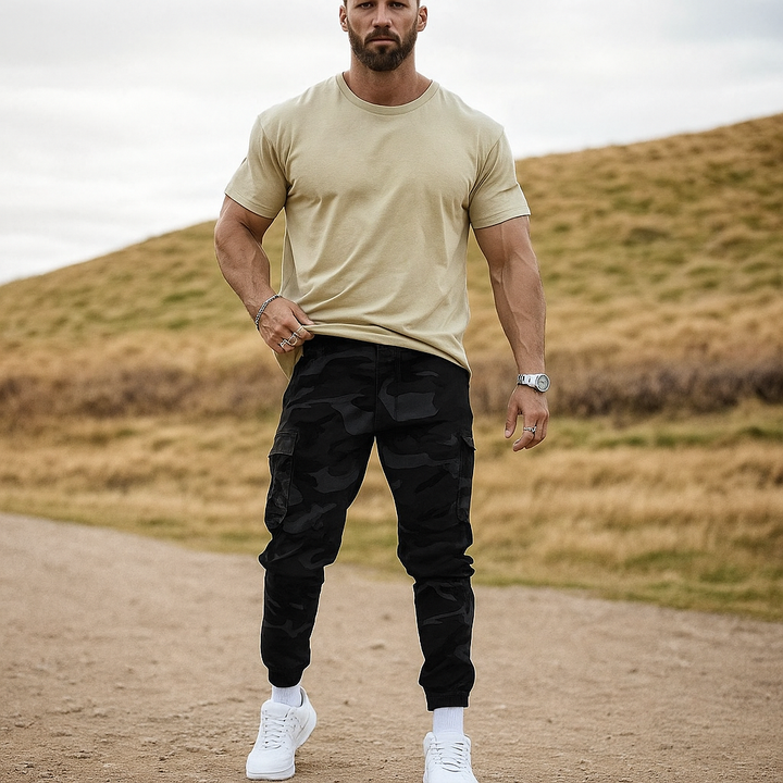 Pantalon cargo homme camouflage multi-poches à chevilles resserrées – Lucas - vue 4
