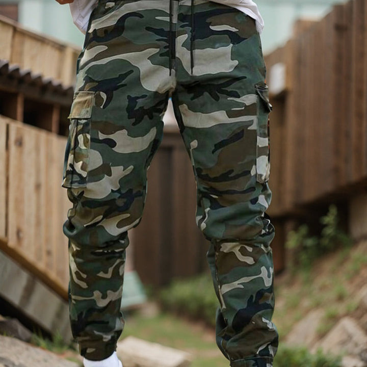Pantalon cargo homme camouflage multi-poches à chevilles resserrées – Lucas - Vert militaire