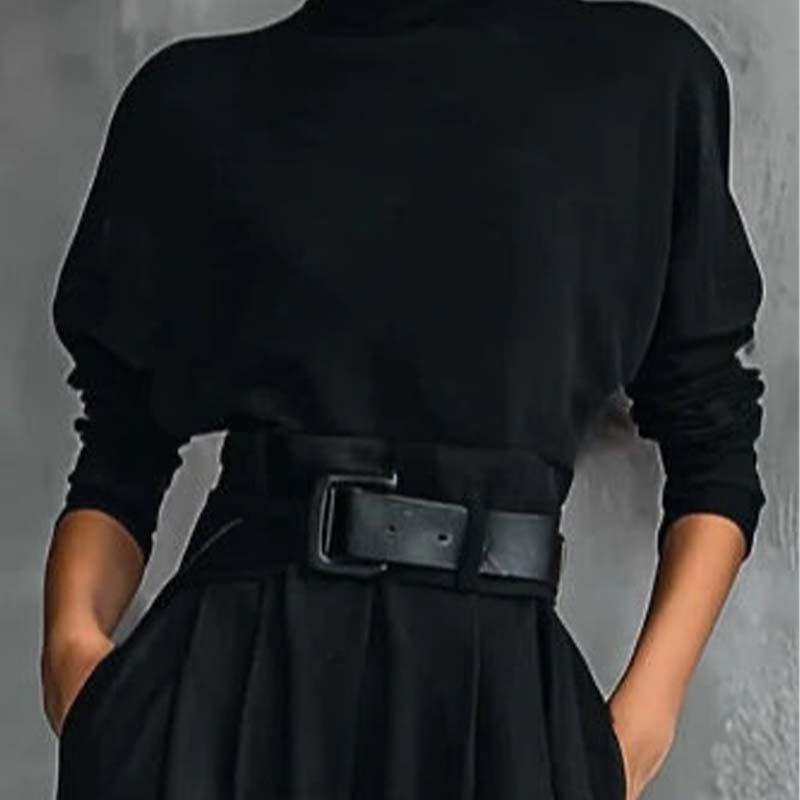 Ensemble femme pull col roulé et pantalon taille haute ceinturé – Clémence - vue 5