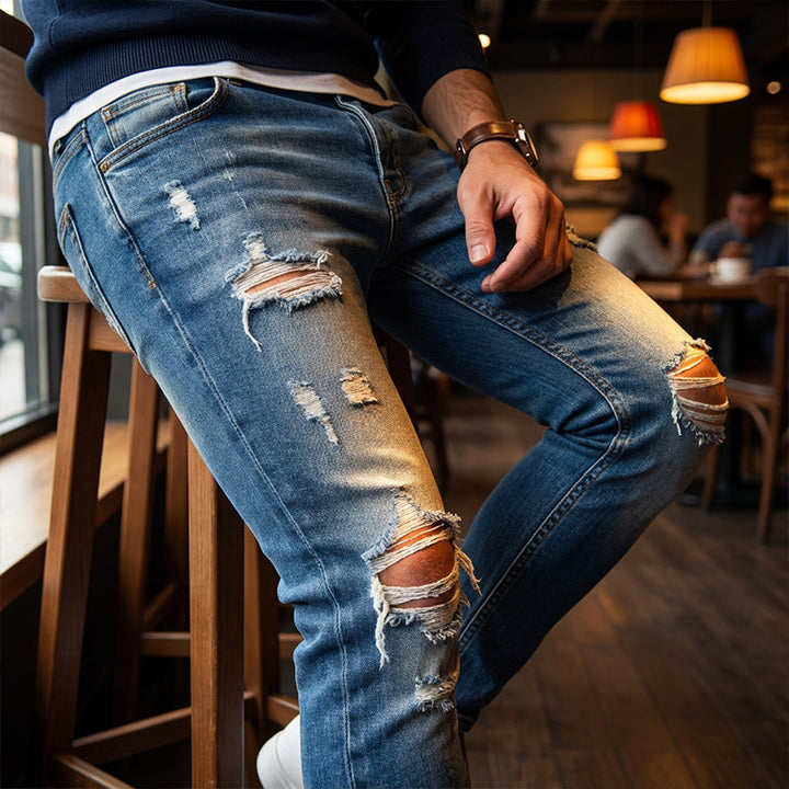 Jean slim homme effet déchiré à jambe fuselée – Baptiste - vue 3