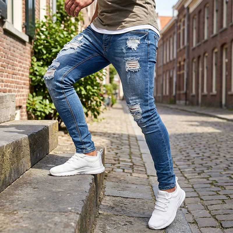 Jean slim homme effet déchiré à jambe fuselée – Baptiste - vue 4