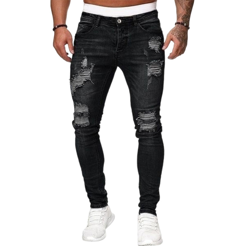 Jean slim homme effet déchiré à jambe fuselée – Baptiste - Noir