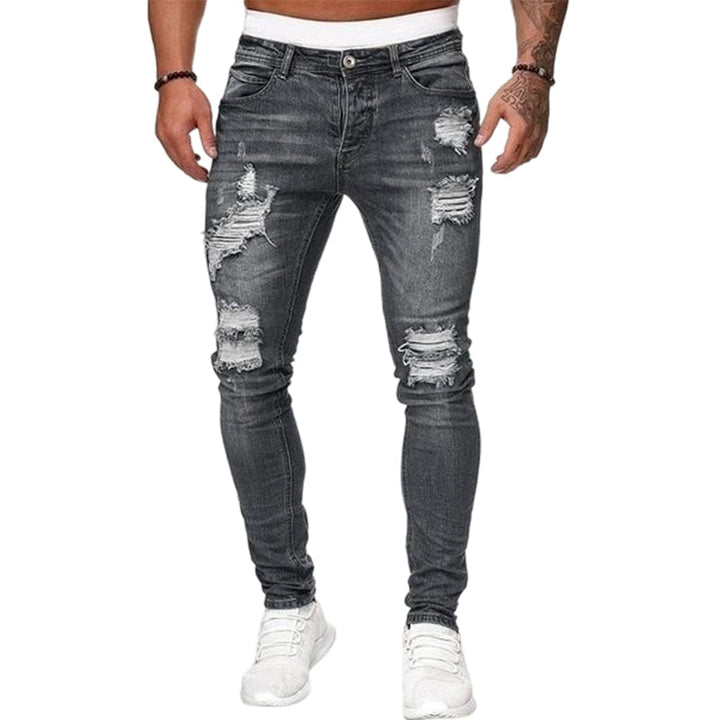 Jean slim homme effet déchiré à jambe fuselée – Baptiste - Gris