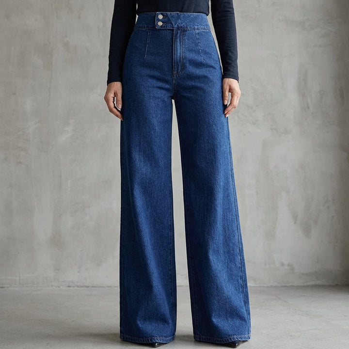 Jean large femme taille haute à double bouton – Anaïs - vue 1