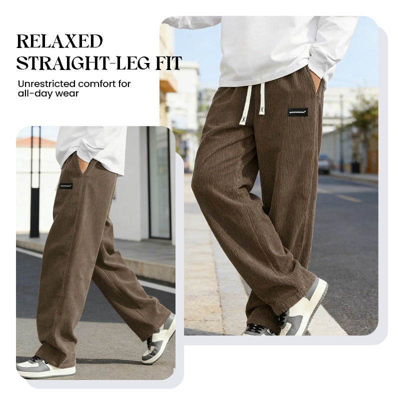 Pantalon large homme en velours côtelé à taille coulissante – Hugo - vue 6