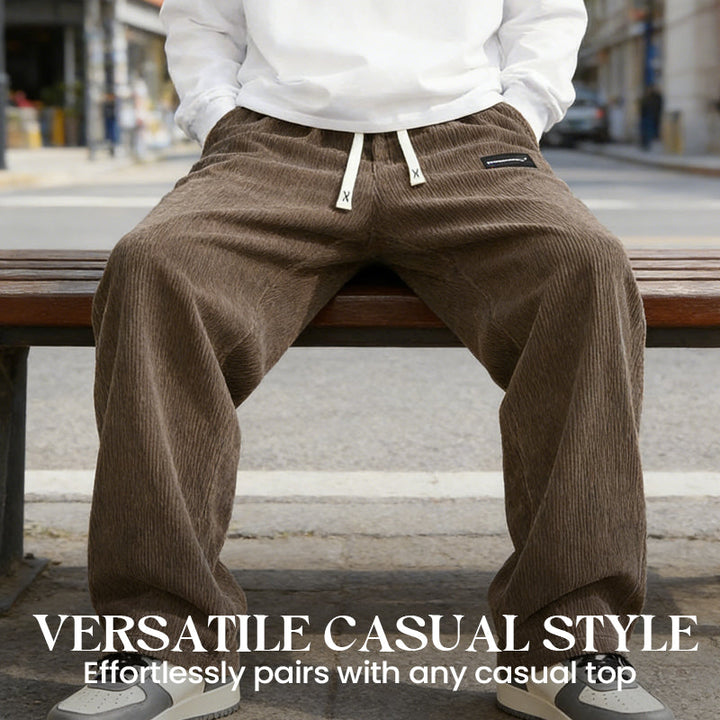 Pantalon large homme en velours côtelé à taille coulissante – Hugo - vue 7