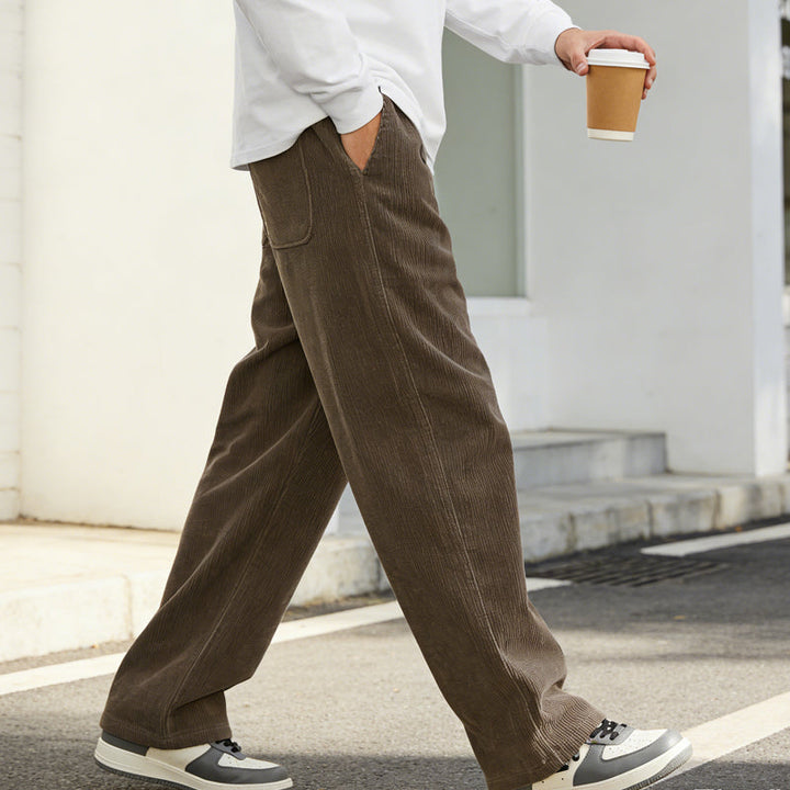 Pantalon large homme en velours côtelé à taille coulissante – Hugo - vue 8