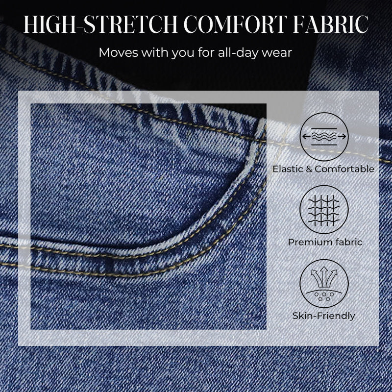 Jean évasé femme taille haute élastique en denim stretch – Inès - vue 2