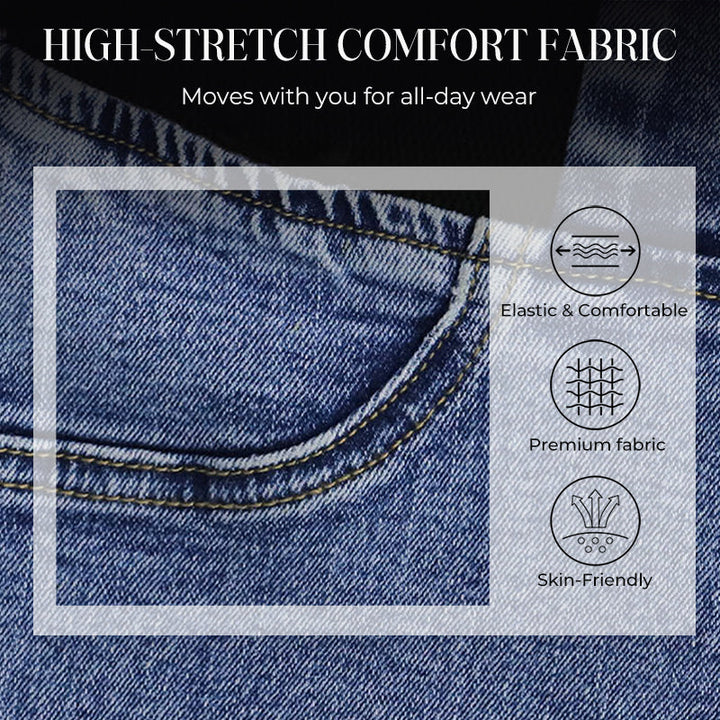 Jean évasé femme taille haute élastique en denim stretch – Inès - vue 2