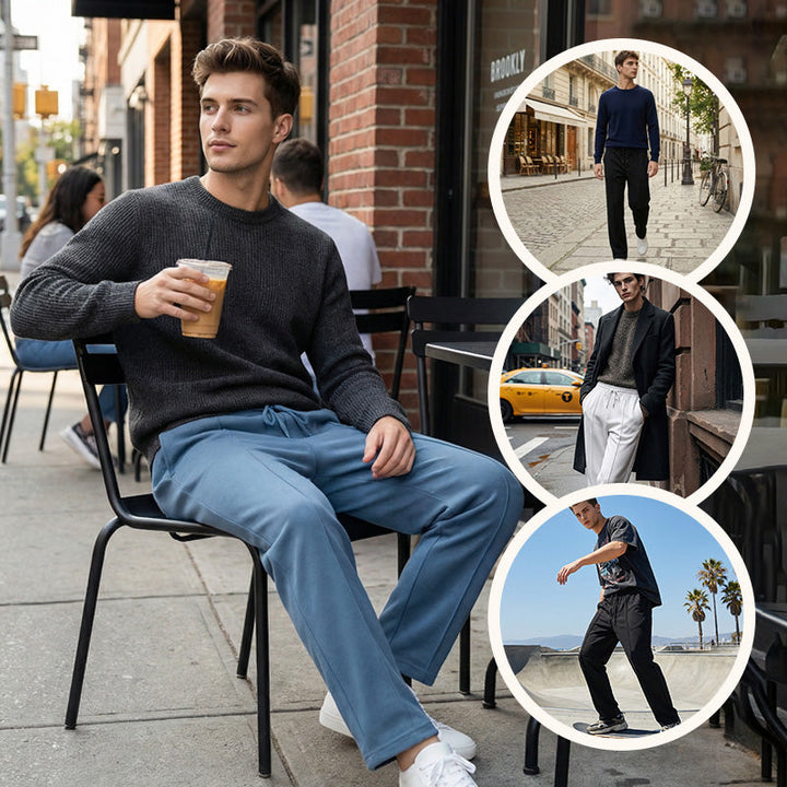 Pantalon droit homme en maille douce à taille élastique – Arthur - vue 4